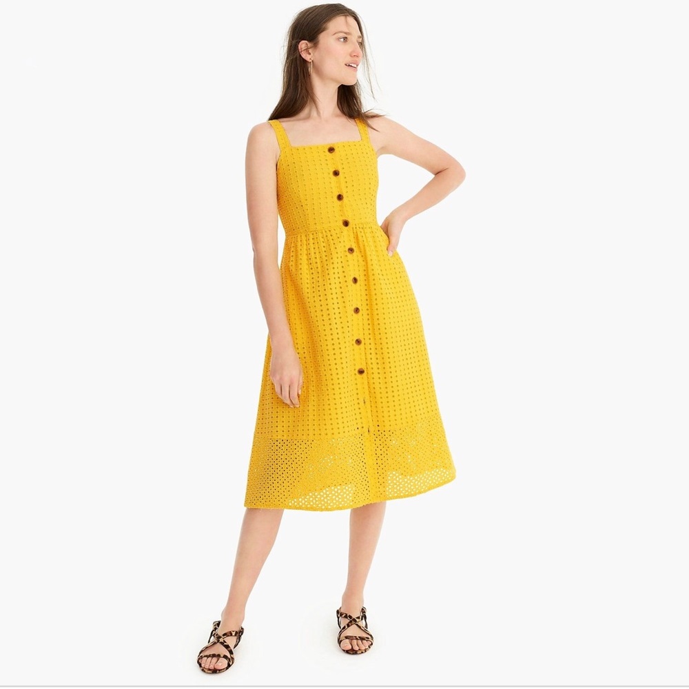 J. Crew Classic Yellow Midi Dress